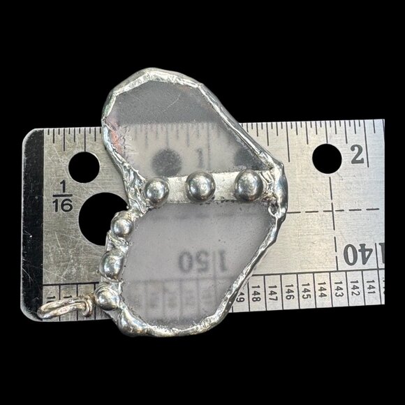 Handcrafted Stained Glass Heart Pendant w/ Silver Blend Metalwork SS Ball Chain - Picture 5 of 11